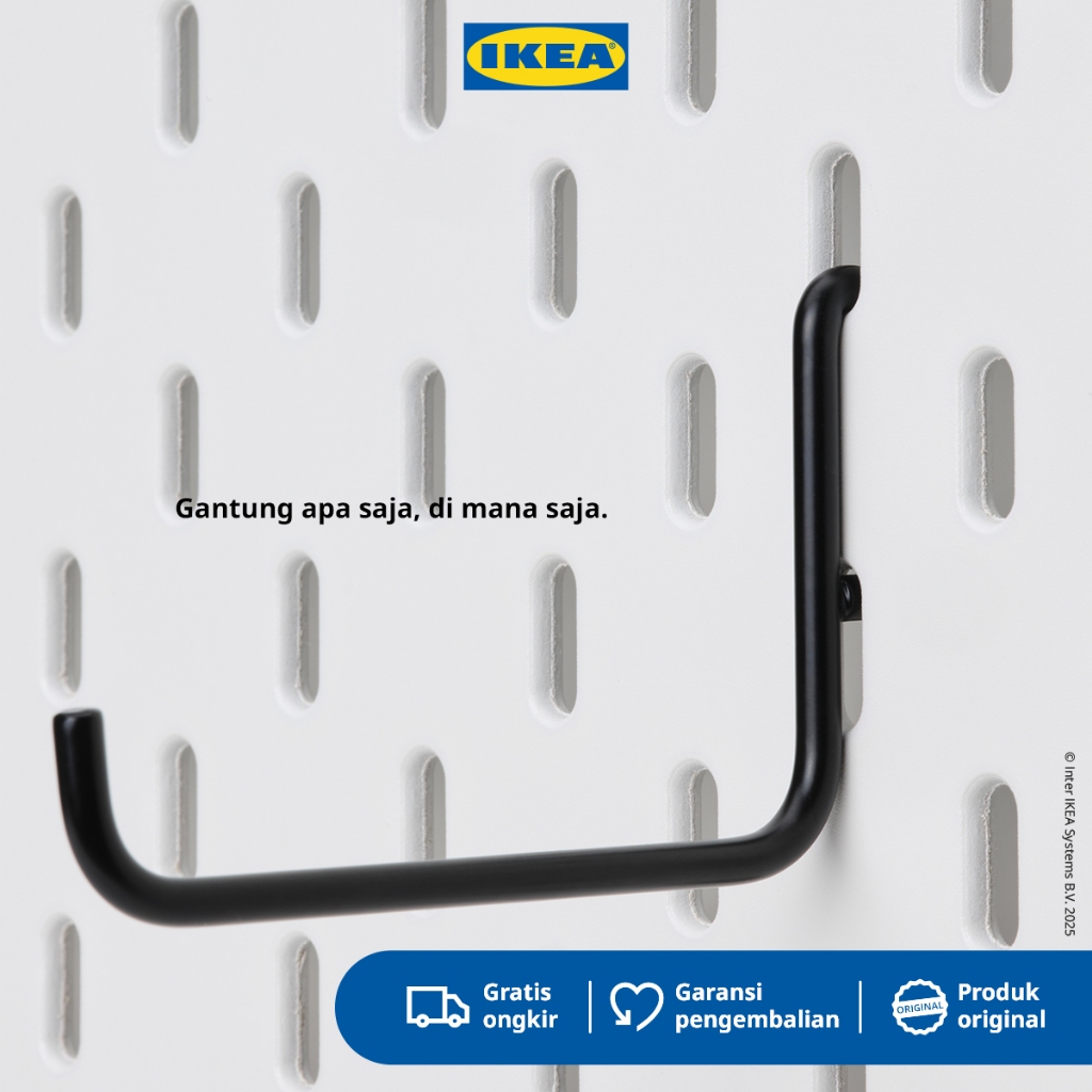 IKEA SKADIS Pengait Pegboard Bentuk L Hitam Isi 2pcs
