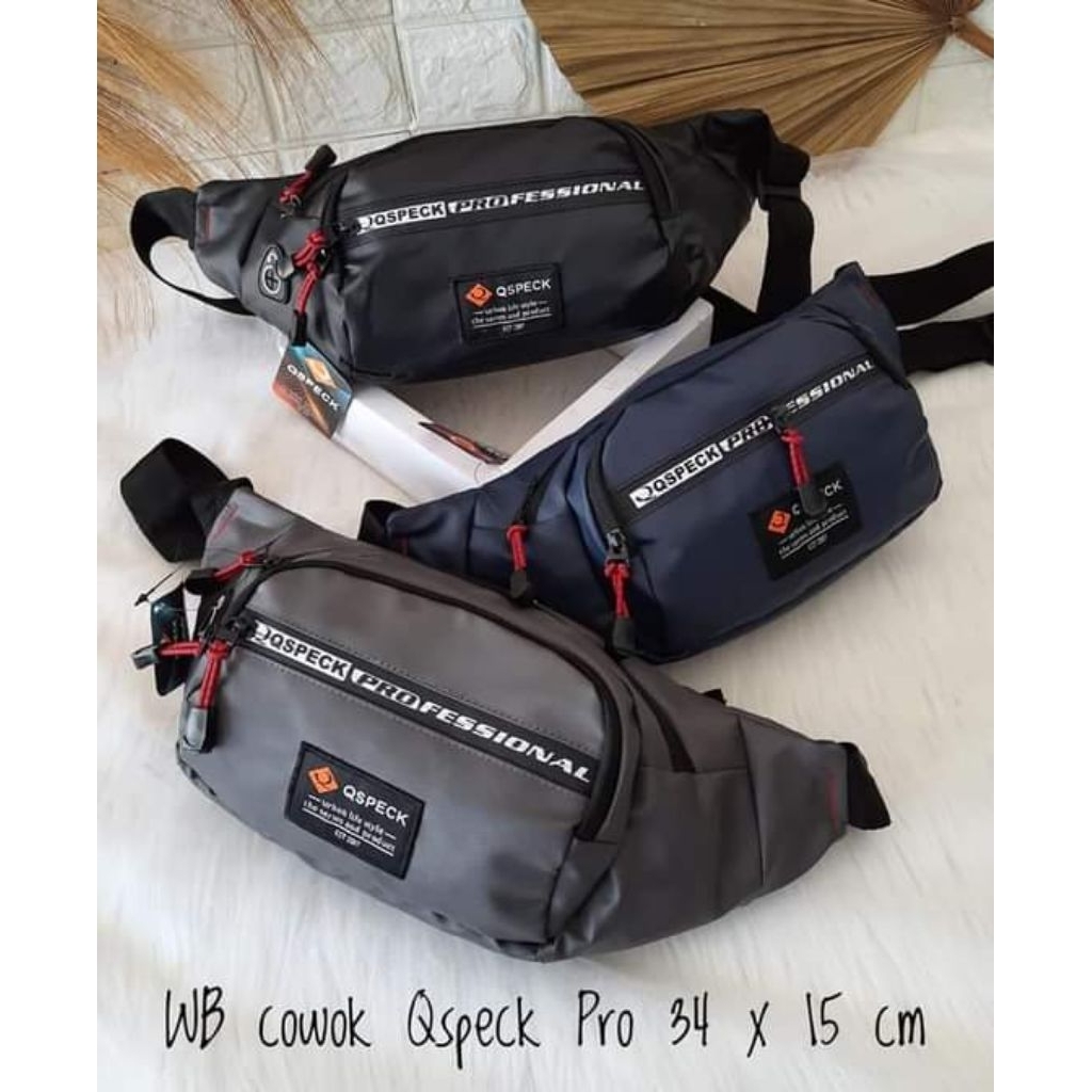 tas pinggang pria Qspeck bahan Bimo bintik