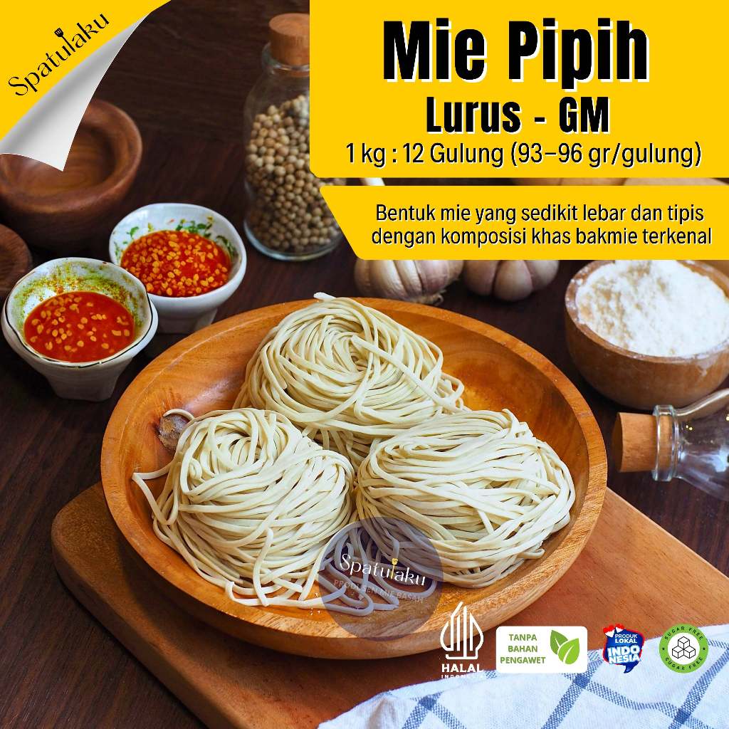 Mie Pipih GM Lurus / Mie Mentah Pipih Lurus GM  / 1 kg / Tanpa Pengawet