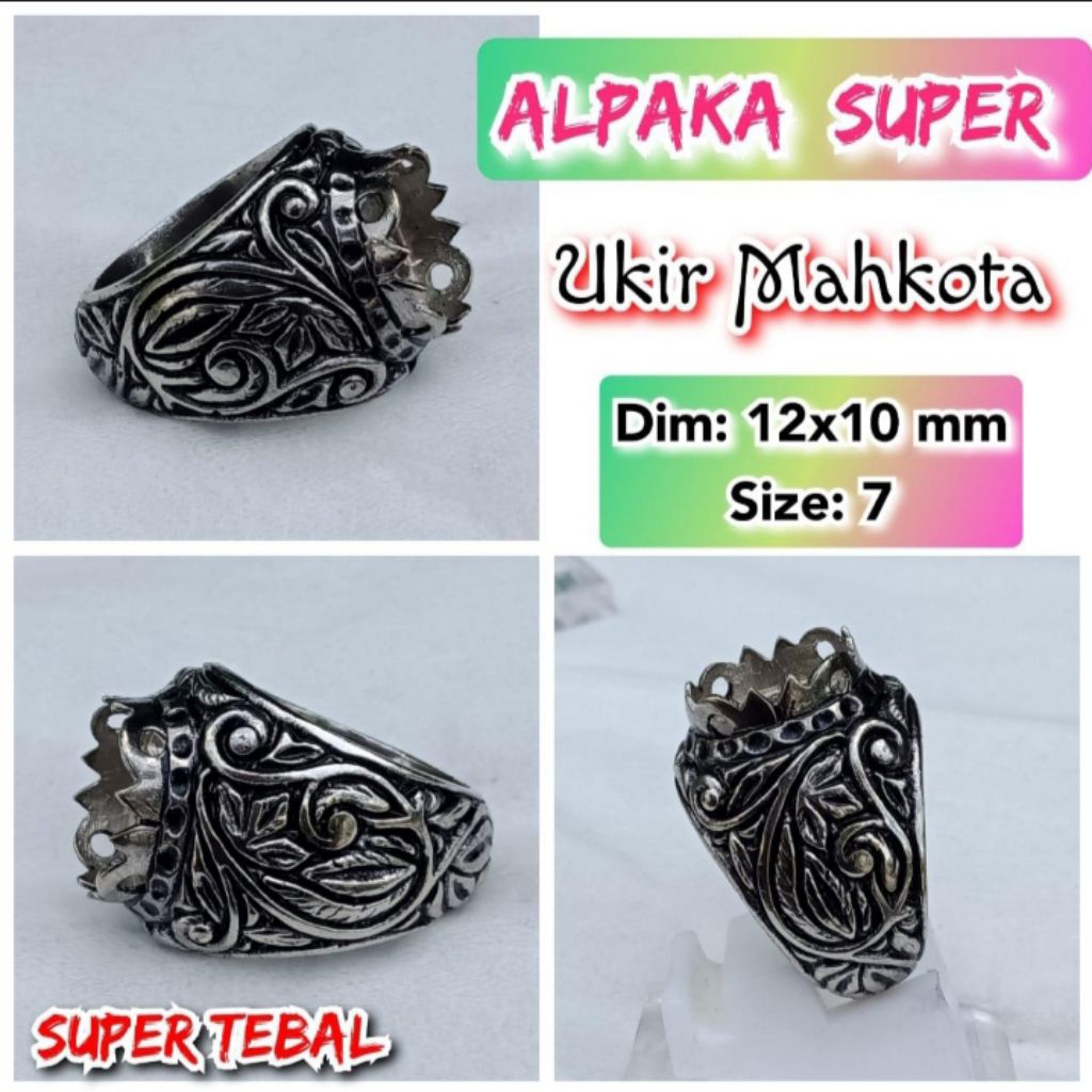 emban batu akik dan permata alpaka super ukir mahkota.60