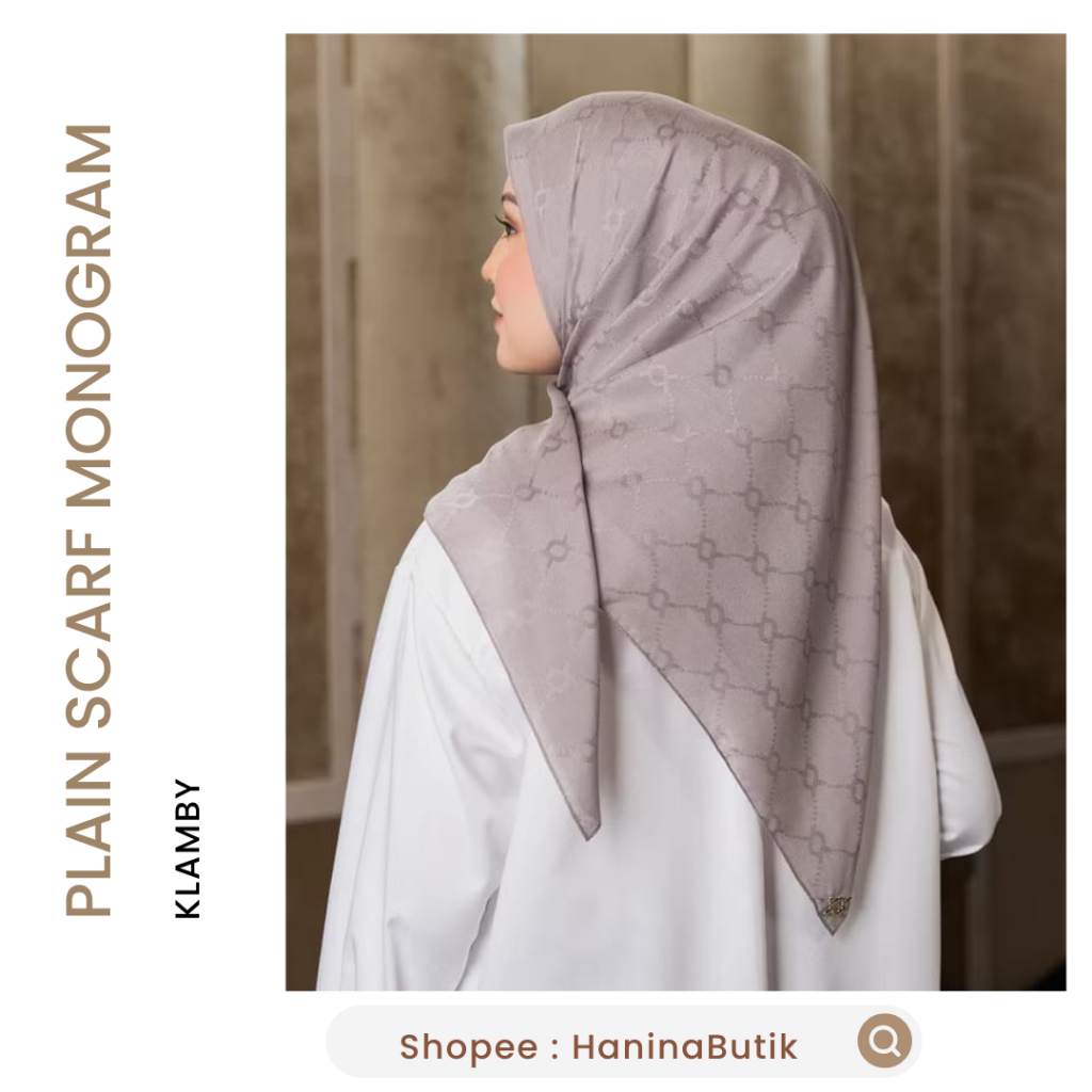 PLAIN SCARF MONOGRAM CHAIN 2.0 HIJAB NATURAL by KLAMBY WEARINGKLAMBY