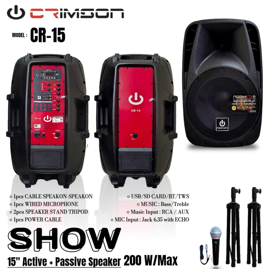 Paket lengkap speaker aktif pasiv Crimson SHOW 15inch