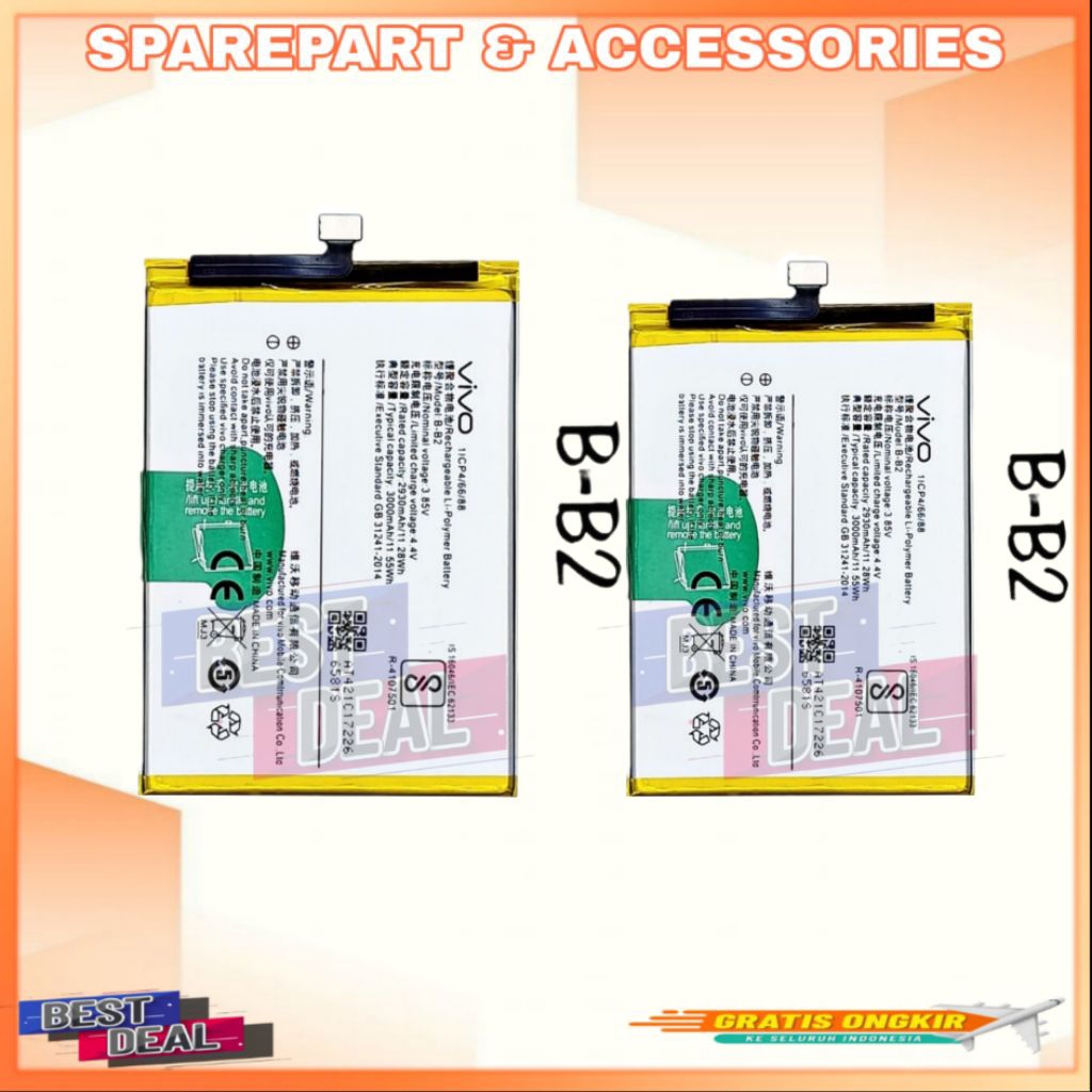 Batre Baterai Hp Vivo V5 Lite 1609 B-B2 BB2 Battery Vivo V5 Lite Original (bestdealid)