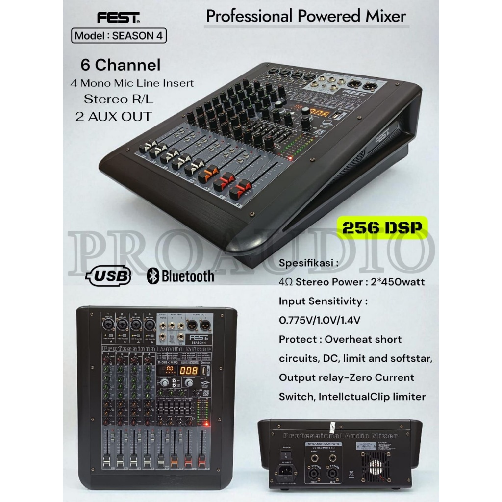 Power Mixer Fest Season 4 Original 4 Channel + Stereo L R Power Mixer / Season4 / Season-4 Original