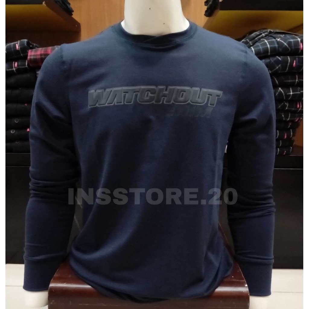 KAOS PRIA WATCHOUT JEANS ORIGINAL SLIM WARNA NAVY LENGAN PANJANG KUALITAS PREMIUM