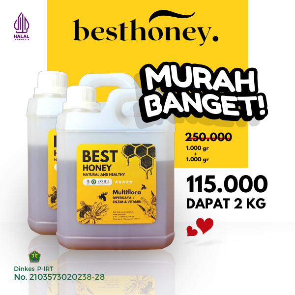 

Best Honey Madu Multiflora Asli Paket Bundling Original 1kg (2pcs)