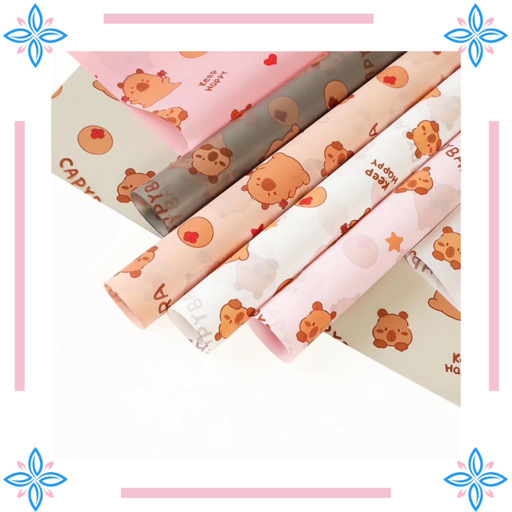 

KB83 Kertas Buket Wrapping Motif Anak CAPYBARA / Kertas Kado Anak Corak Kartun Ecer Lembaran