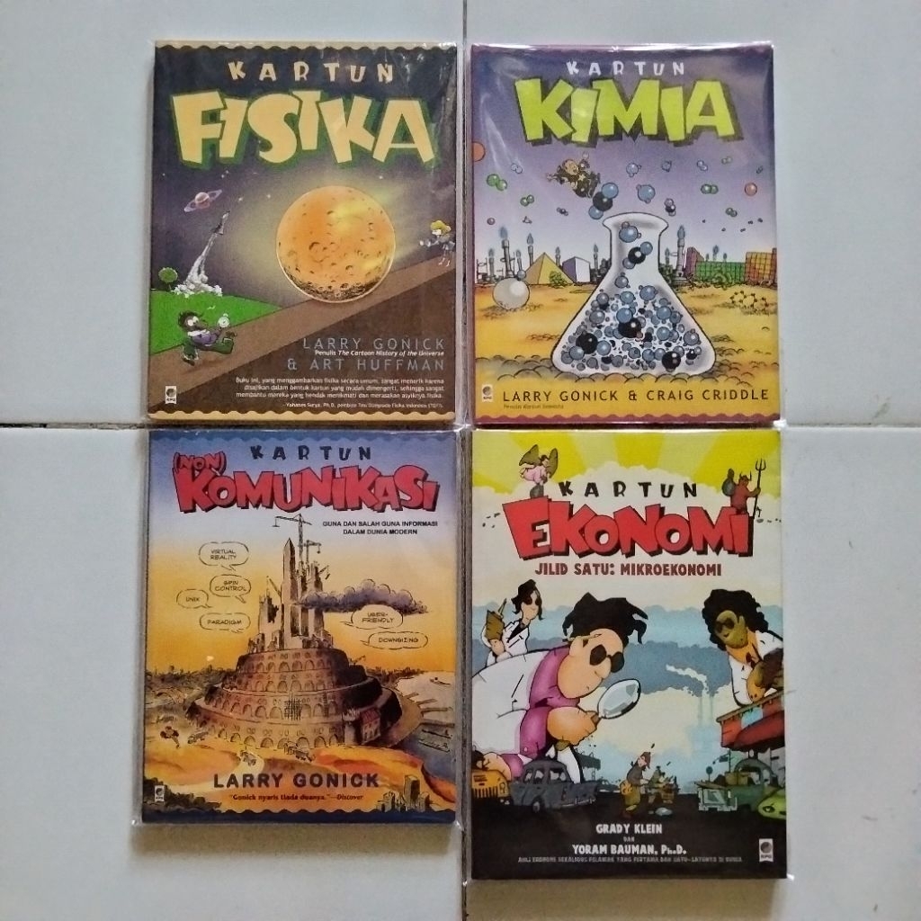 Kartun  Larry Gonick - Kartun Fisika - Kartun Kimia - Kartun Komunikasi - Kartun Ekonomi - Penerbit 