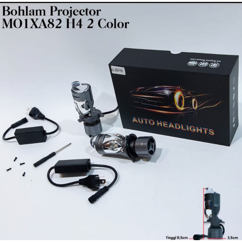 Lampu LED V9 Hrj Auto Headlights H4 Mini Projector Lens 2 Warna Putih Kuning