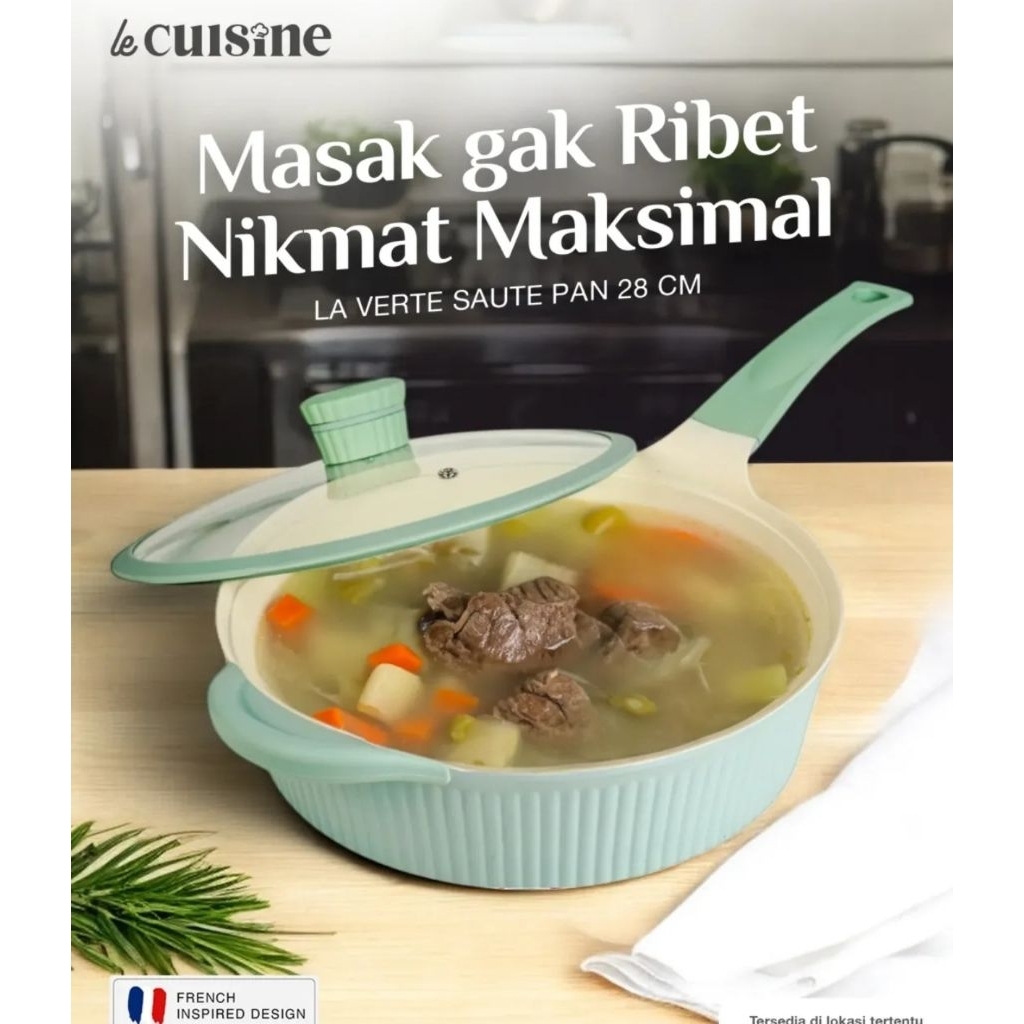 Le cuisine Saute pan 28 cm La Verte/ Cookware Premium / Panci Hijau/ Deep Frypan