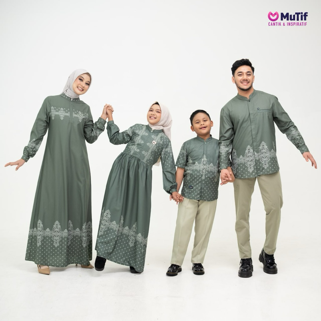 MUTIF SARIMBIT 2026 AZZURA EVERGREEN 2026 Family Set Gamis Azzura Koko Azzam Ever Green Azura Wanita