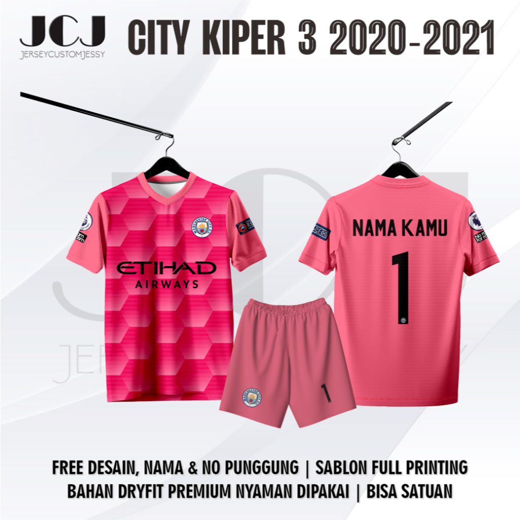 Jersey Sepak Bola CITY KIPER 3 2020-2021 PENDEK Custom Free Nama dan Nomor Punggung