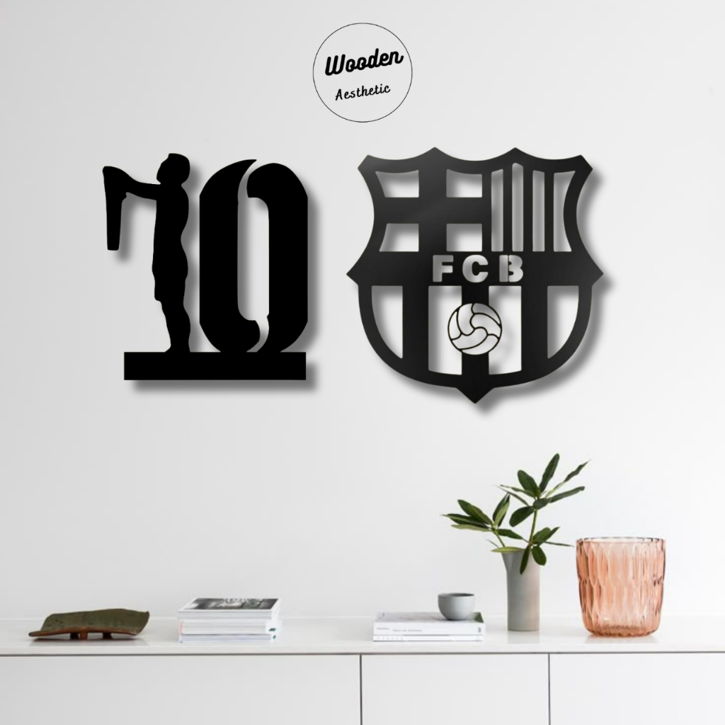 Wooden Barcelona FC Wall Decor Dekorasi Hiasan Pajangan Dinding Kamar Kayu Laser cutting Aesthetic