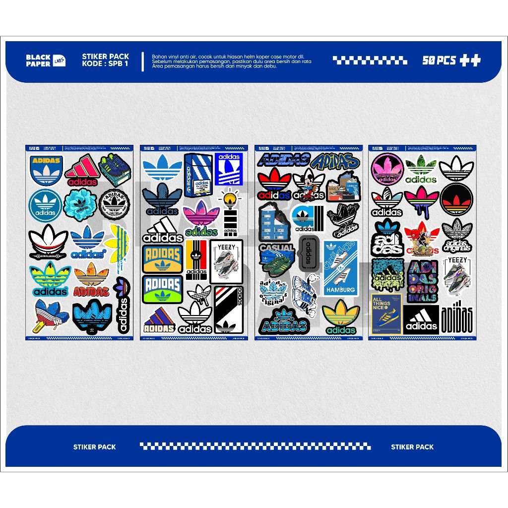 

Sticker Pack 50 pcs Brand Sport Olahraga Racing & Outdoor Sudah Cutting & Anti Air