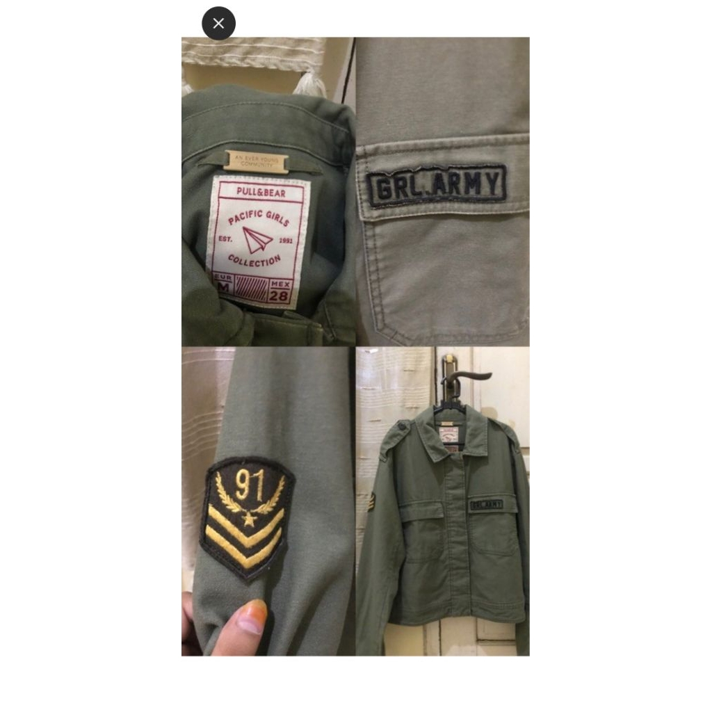 jaket denim army Pull&Bear