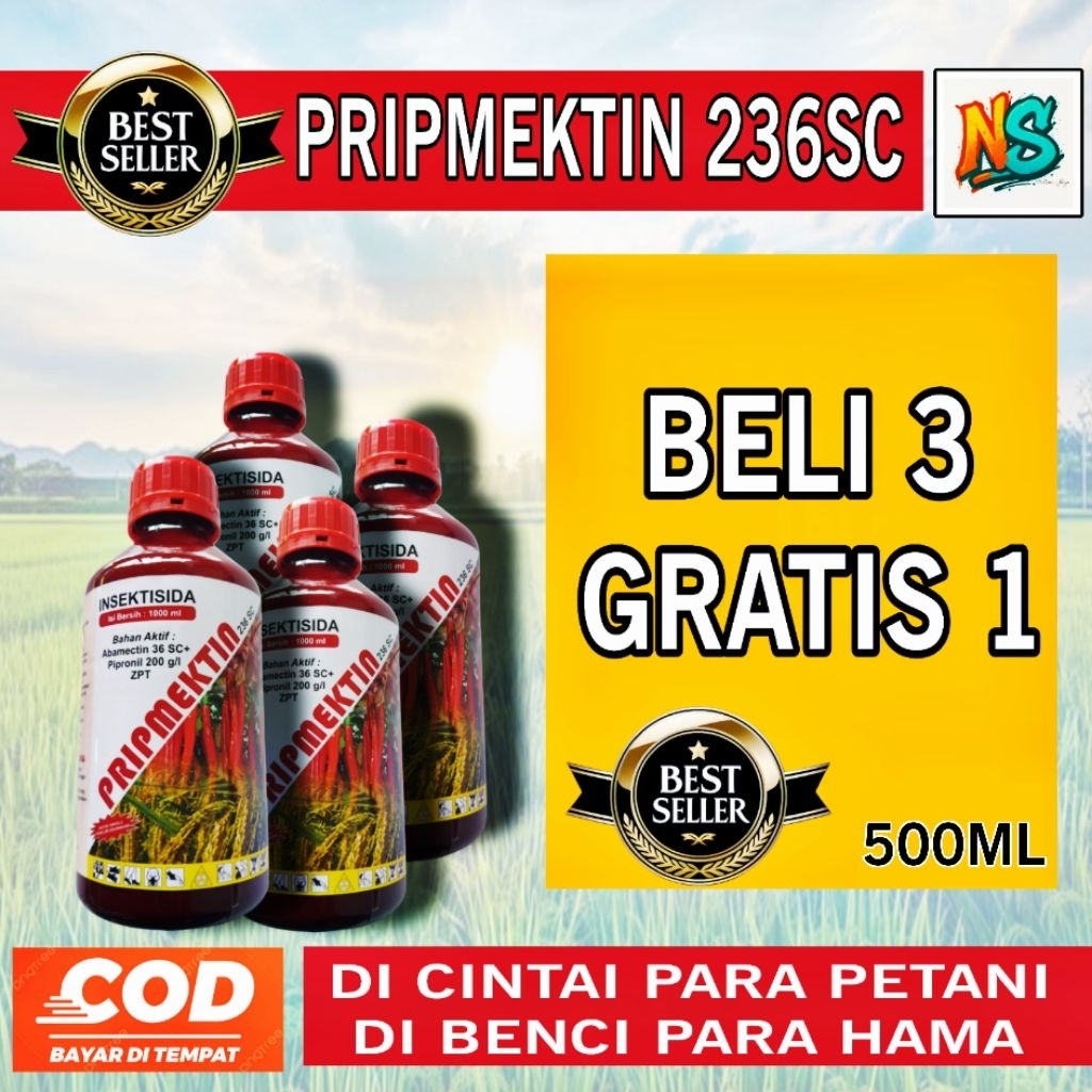 Insektisida Pripmektin 236 SC 500ML- Abamectin, Fipronil, ZPT untuk Cabai, Tomat, dan Padi