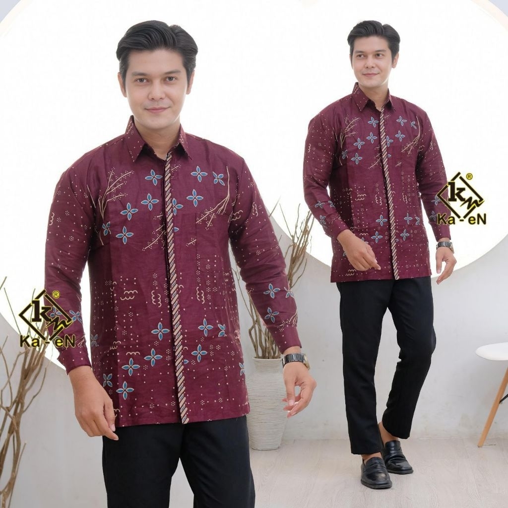 Batik Couple Pria Wanita Lengan Panjang Hem Batik Pria Zipper Anjani Wanita