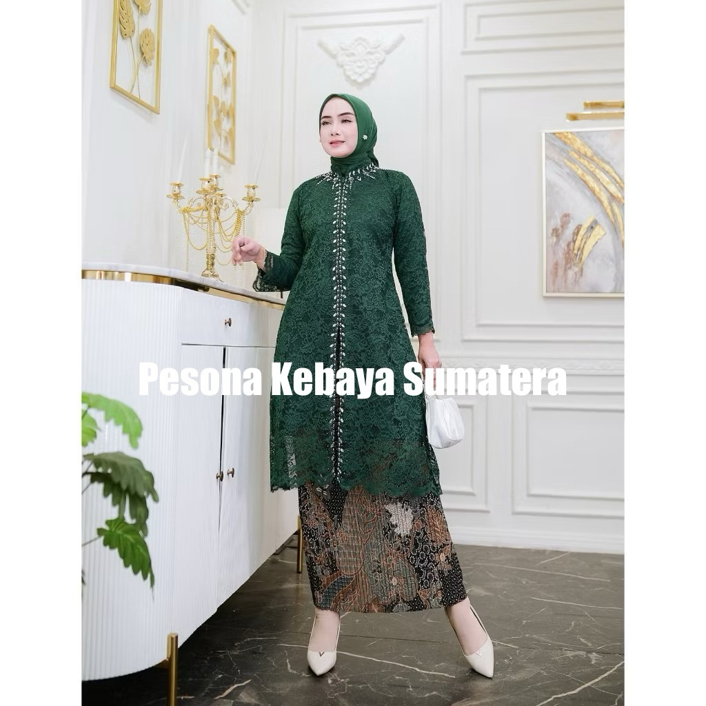 set kebaya tunik brokat busui payet/kebaya brokat payet/kebaya mewah kekinian