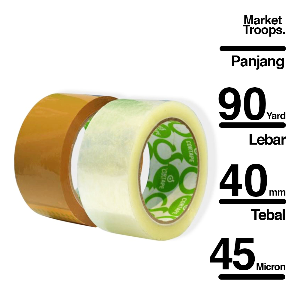 

Lakban Bening | Coklat Ukuran 45mm x 90yard Cortape OPP Tape isolasi