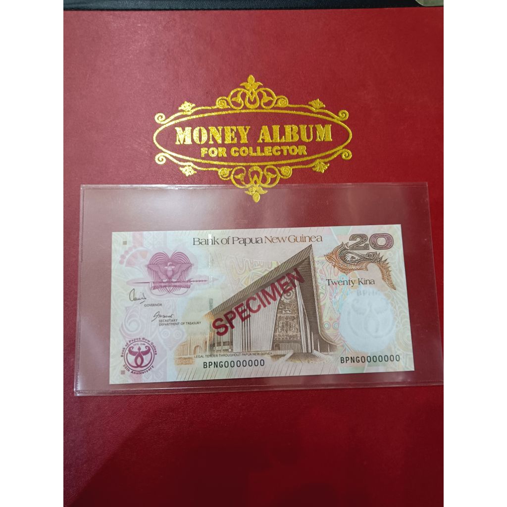 Banknote SPECIMEN & Anniversary 35th 20 Kina papua UNC Rare