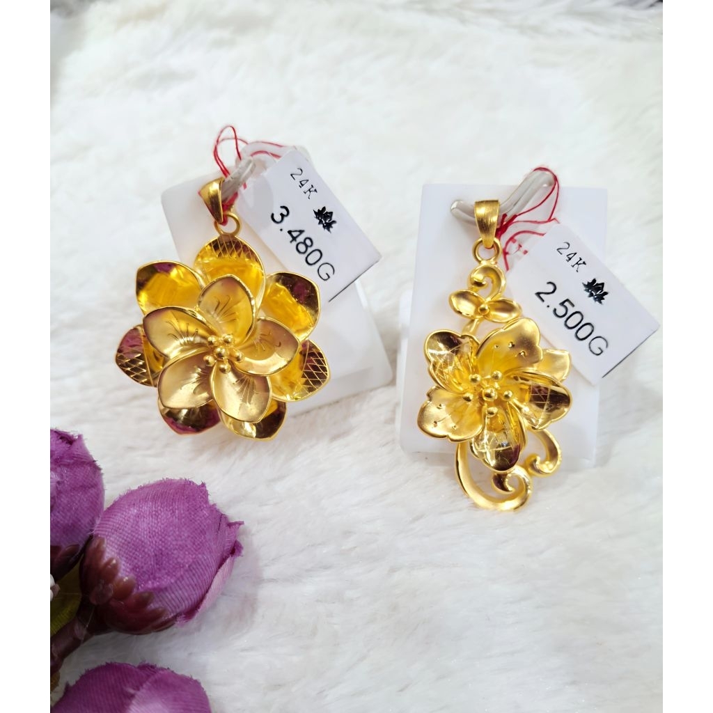 Liontin Emas Asli Bunga 24k Hongkong 999.9