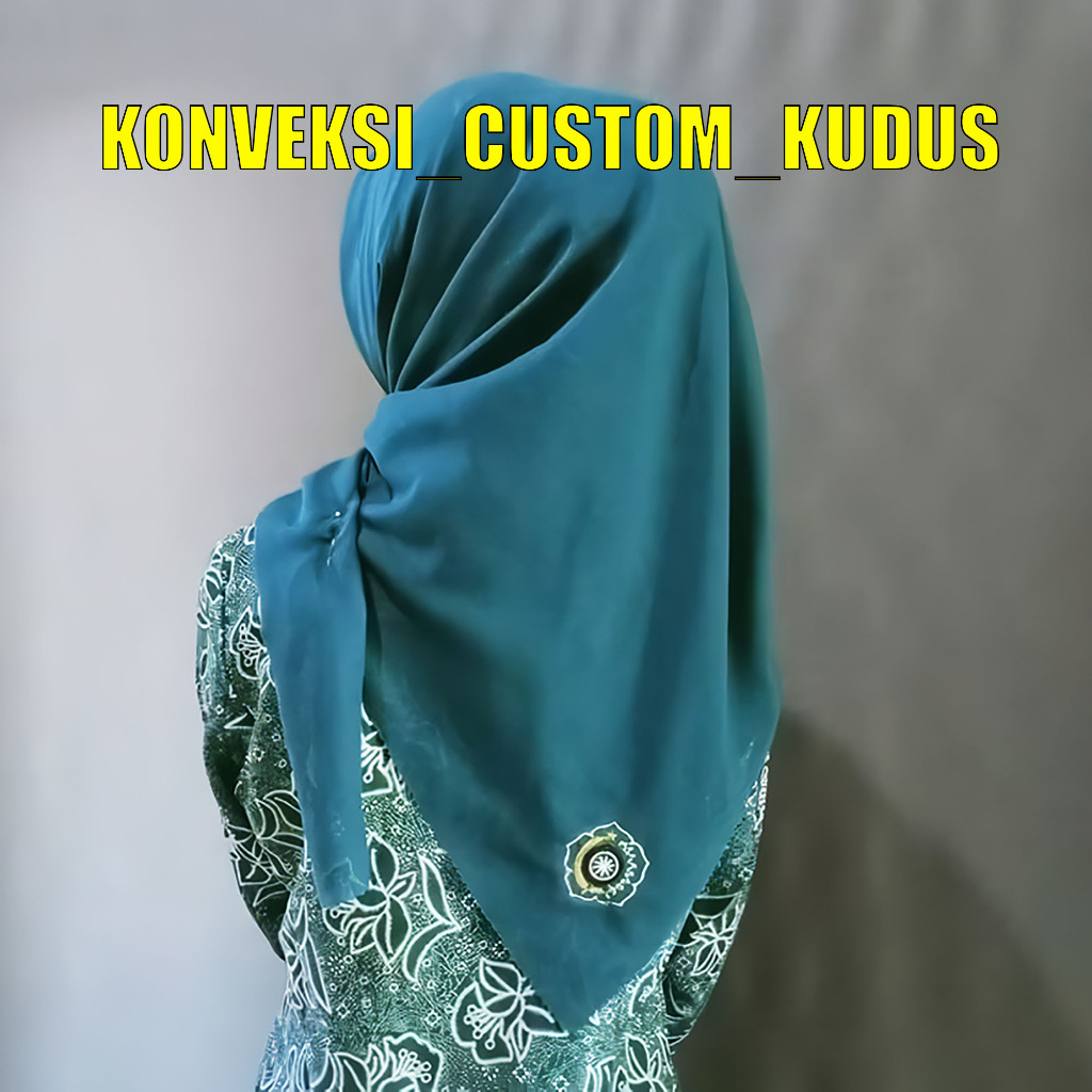 Jilbab Segiempat Hijau Tosca Tepi Neci Seragam PKK / Jilbab PKK / Kerudung pkk / Jilbab pkk katun