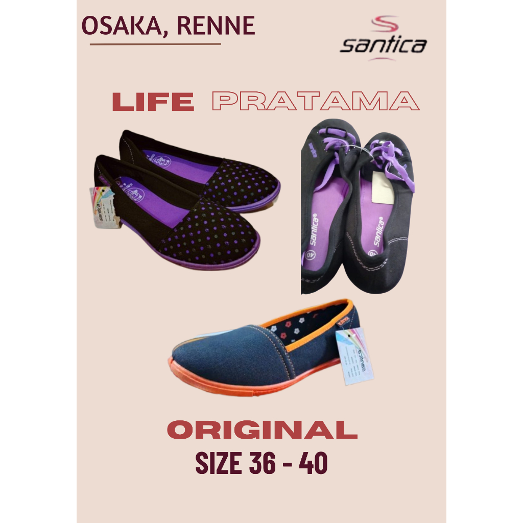 LIFE PRATAMA - SEPATU SANTICA SLIP ON DAN BERTALI - SEPATU WANITA RENNE OSAKA