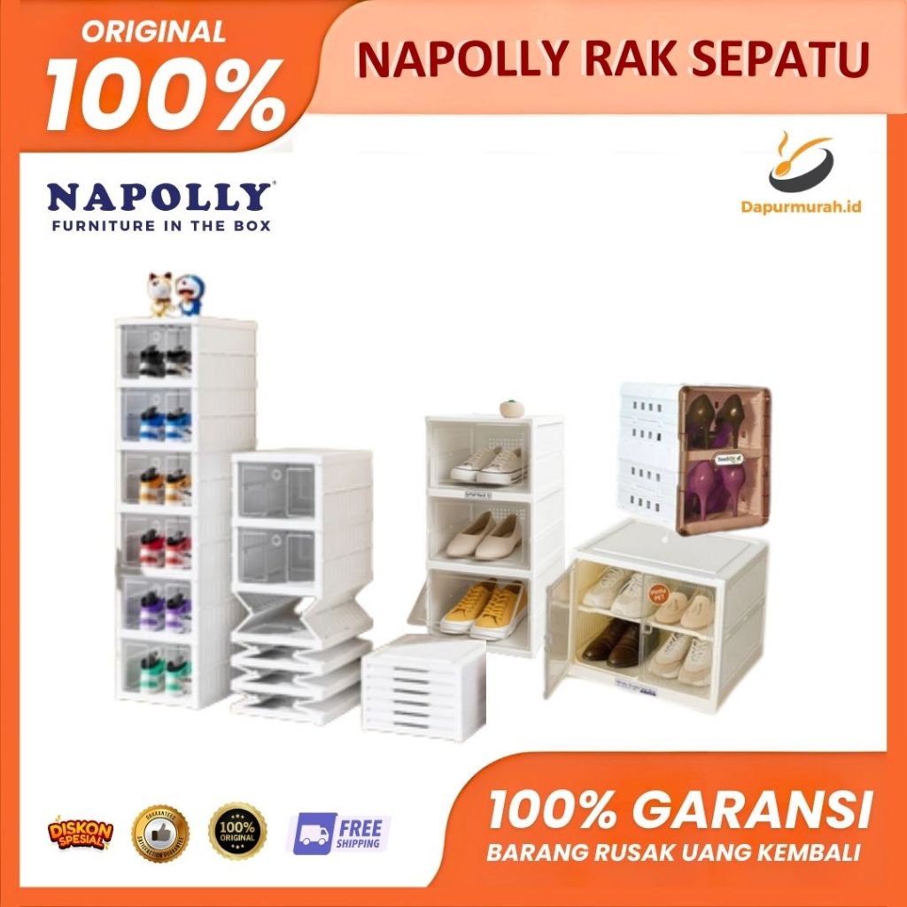 NAPOLLY Rak Sepatu / Snack Minimarket- Rak Sepatu Lipat Anti Debu  Multifungsi -DM
