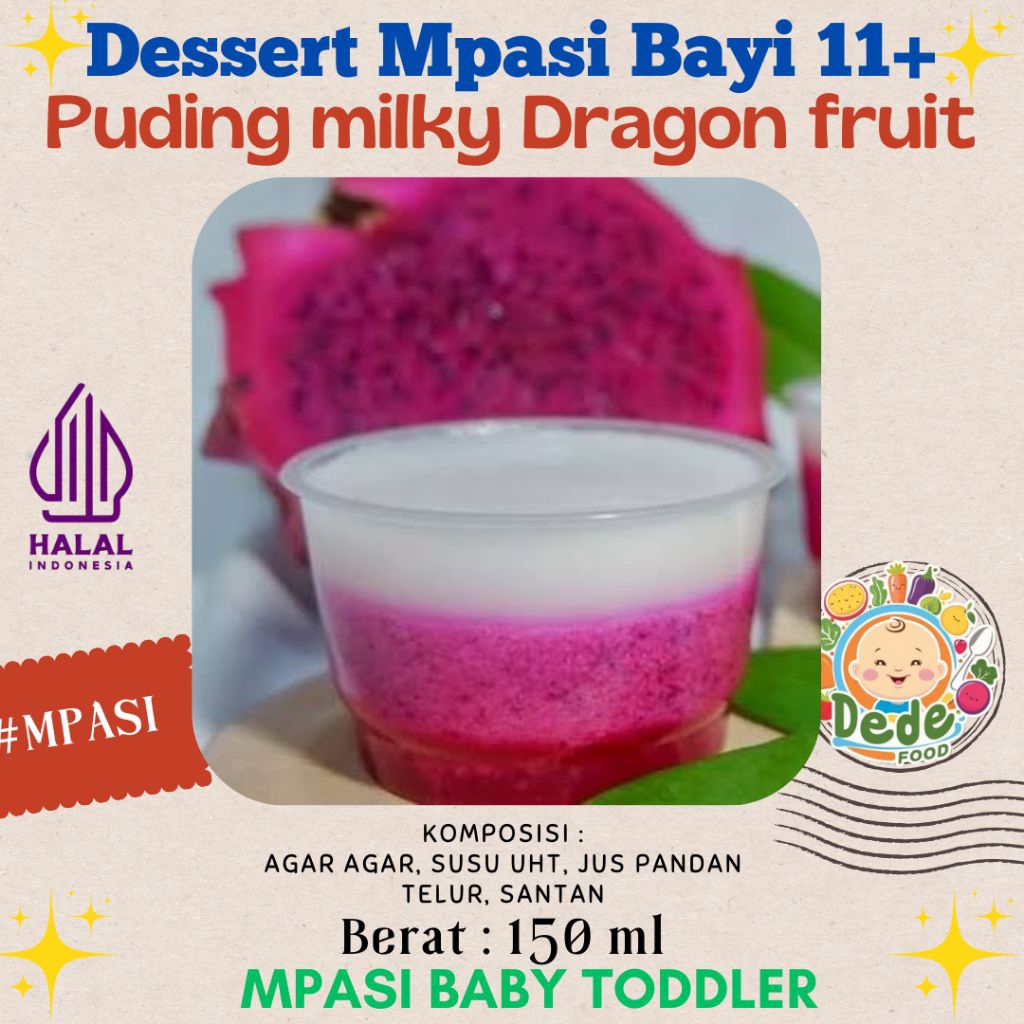 

Puding Milky Dragon Fruit (Dessert MPASI bayi) Frozen