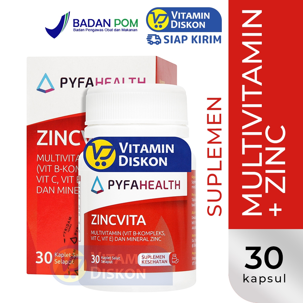 PYFAHEALTH ZINCVITA MULTIVITAMIN DAN MINERAL ZINC 30 KAPLET | Suplemen Multivitamin & Mineral, Antio