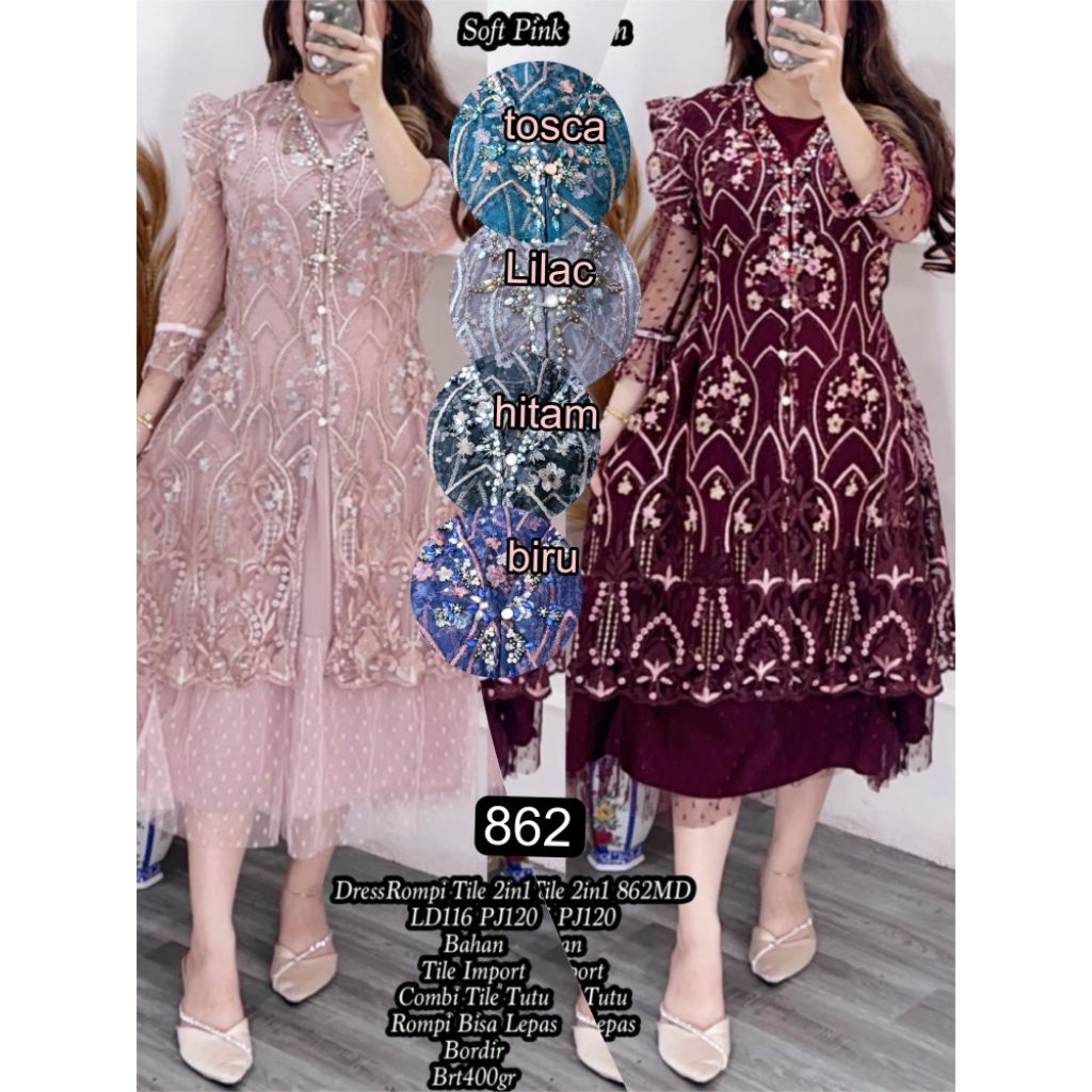 Dress rompi tile 862/dress brukat tile/dres wanita kondangan/dress wanita terbaru/cod