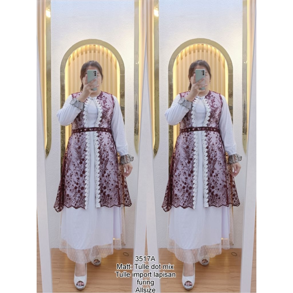 Gamis tille dot 3517-A/gamis wanita terbaru/ gamis wanita lebaran/gamis wanita trendy/cod