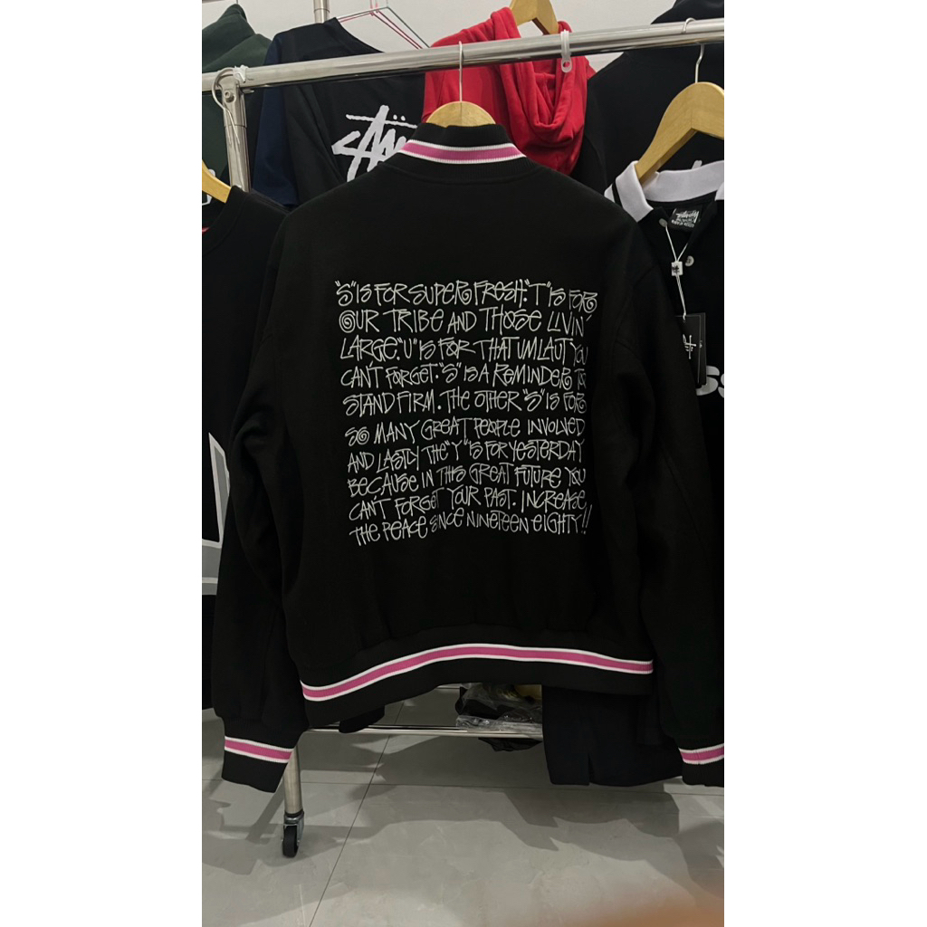 Varsity Jacket Stussy S Talk Melton