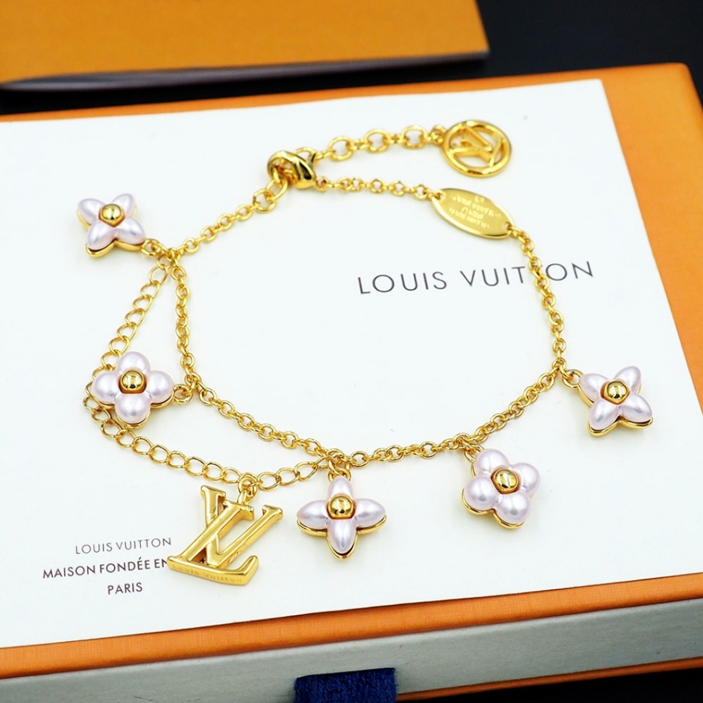 【Emas asli 18K/100%ORI】Louis Vuitton LV Gelang Wanita Emas/Pearl Bracelet/LV bracelet style/Wanita B