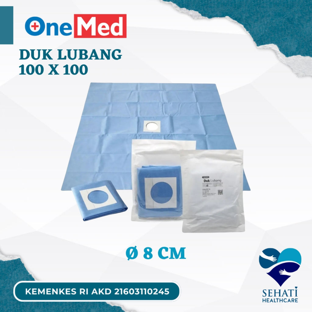 Onemed Duk Sterile 100X100 D7 Lubang 7cm Peralatan P3K Disposable Kain Operasi Steril 100 x 100 cm 1