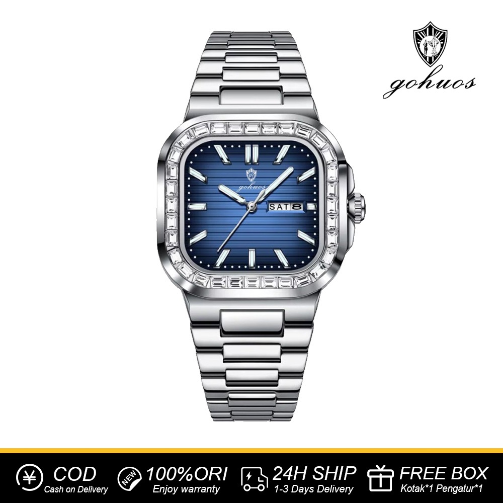 GOHUOS - Barang Mewah Jam Tangan Pria Wanita Alba Original Berlian Kuarsa Mewah Sport Tahan Air Berc