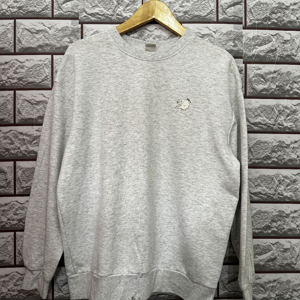 Koshort x Polham Putih Abu - Chest Logo Beruang (Crewneck)