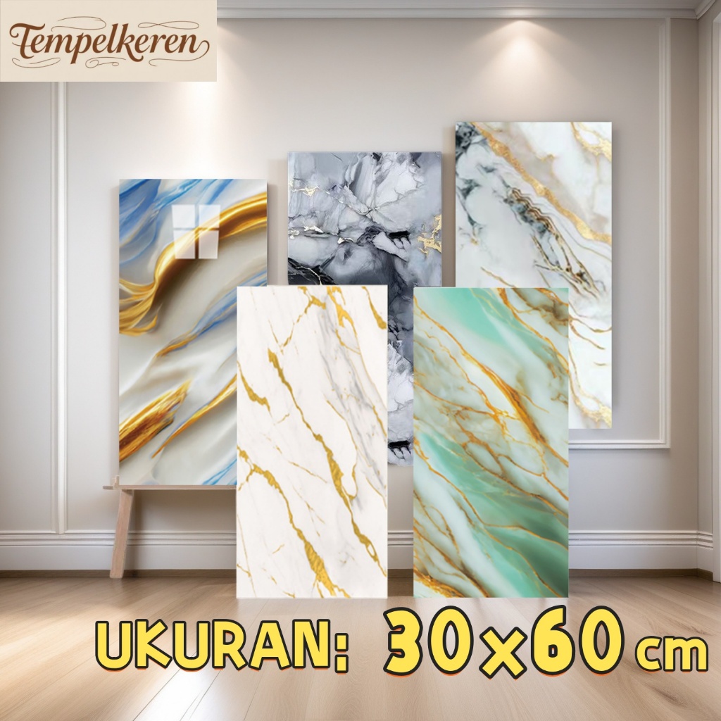 Wallpaper Dinding Kamar Aesthetic 30 × 60 cm marmer pvc dinding lembaran/Wallpaper dinding VINYL