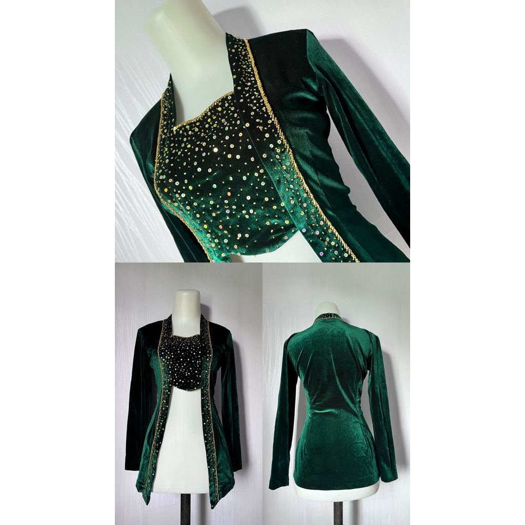 Kebaya Sinden Kutu Baru Bludru Semi Payet (Preloved)