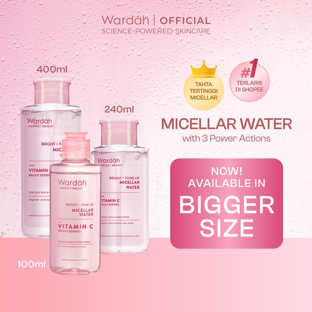 Wardah Perfect Bright Tone Up Micellar Water - Micellar Water dengan Micelles Pencerah - Make Up Rem