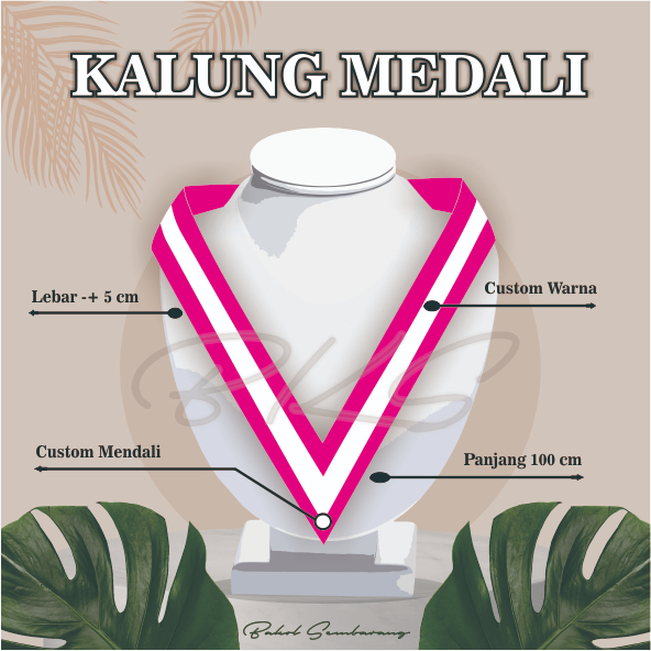 KALUNG GORDON/MEDALI/WISUDA CUSTOM PINK STRIP PUTIH