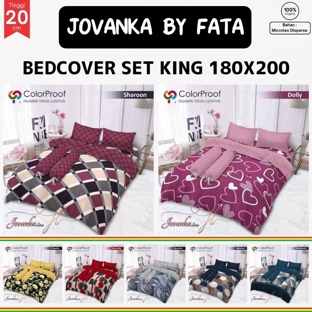 3KG JOVANKA LINEN BEDCOVER SET FLAT KING 180X200 TINGGI 20 T20