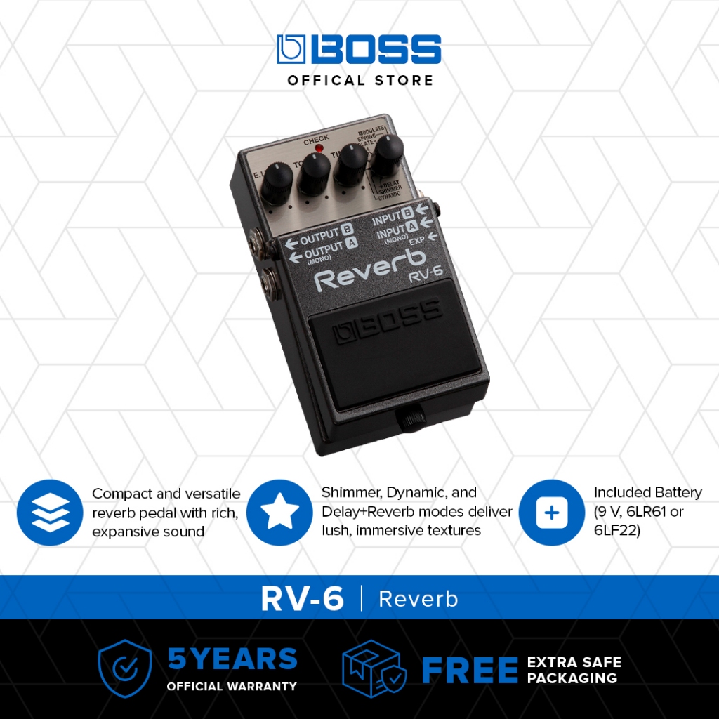 BOSS RV-6 Reverb Pedal Efek Stompbox