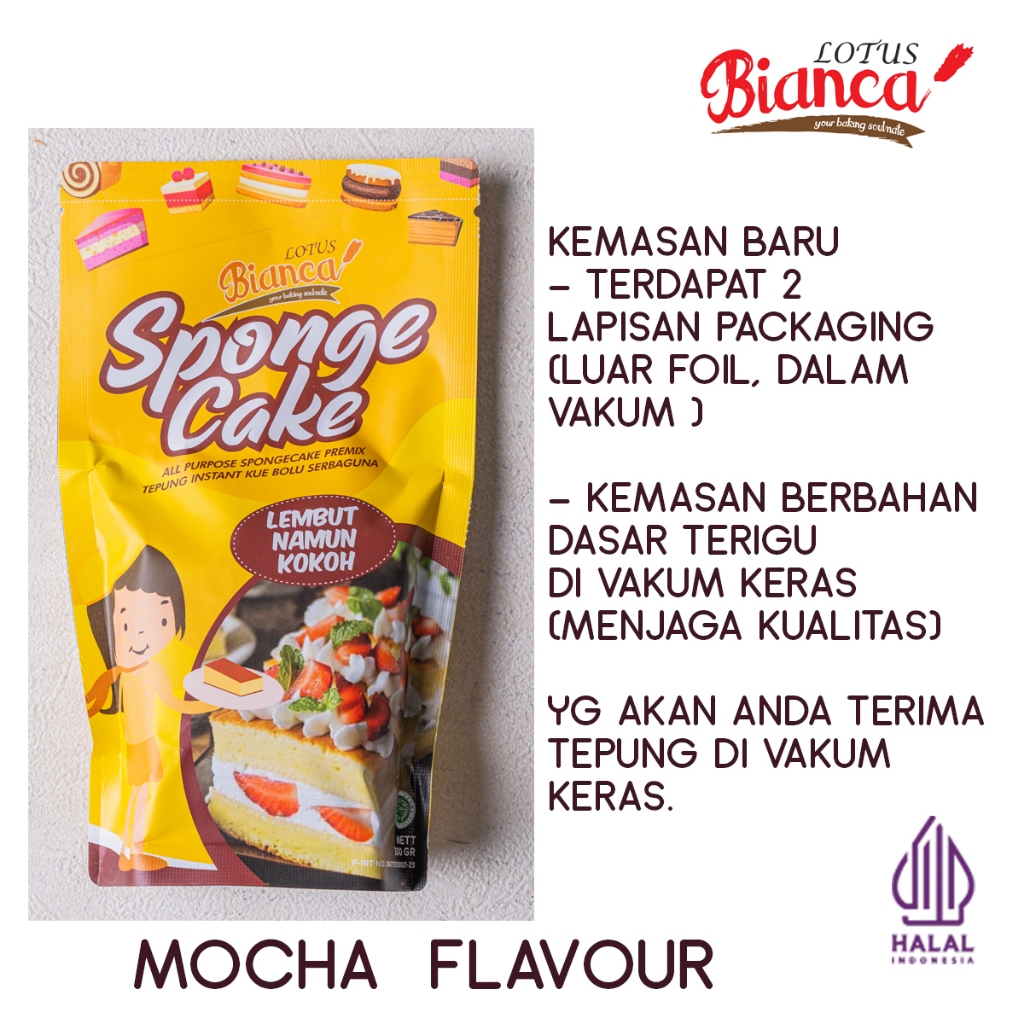

300gr Bianca Lotus Mocha Spongecake Premix (Tepung instan untuk spongecake bolu)