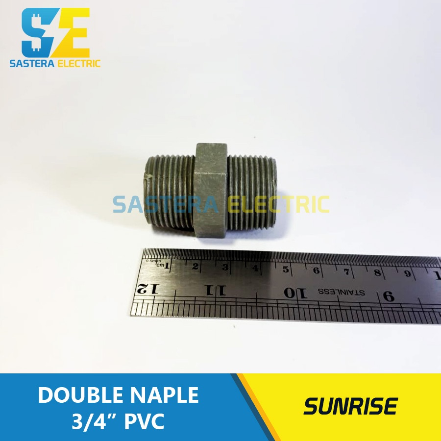 Double Nepel 3/4" inch PVC / Doubel Drat Luar 3/4" Sunrise / Dobel Drat 3/4" / Double Napel 3/4"