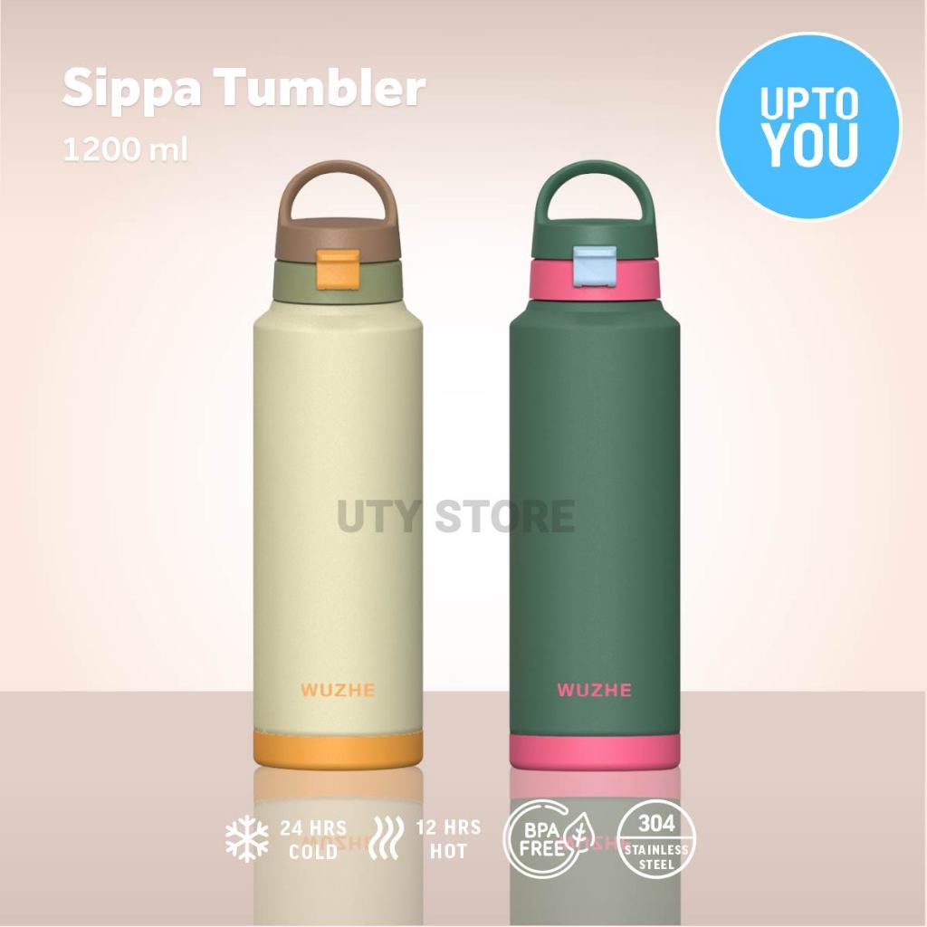 UTY Tumbler Sippa 1200ml SUS 304 Botol Minum Stainless Tahan Panas & Dingin Bonus Sedotan