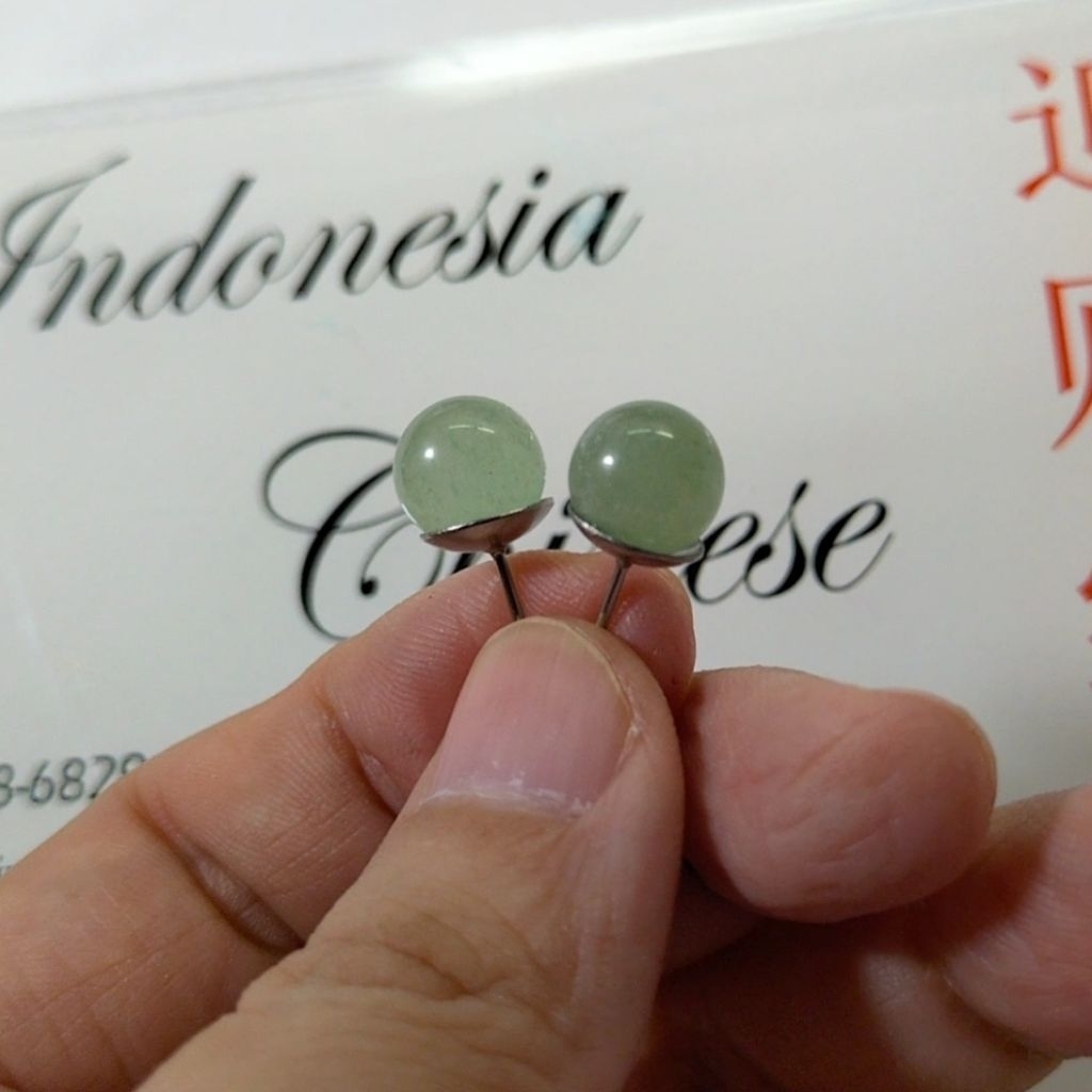 Anting Giok Aventurine Natural Asli AAv01