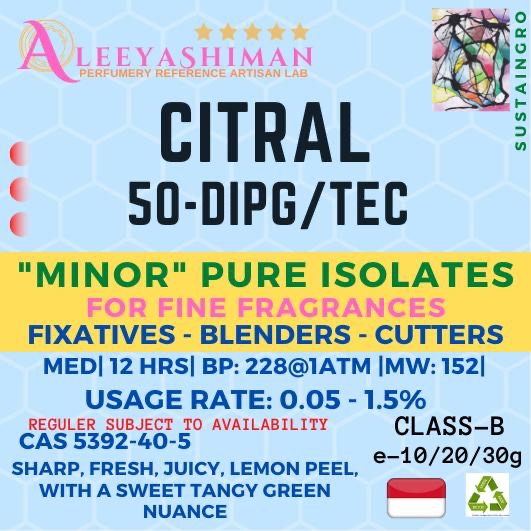 AleeyashimanFF-CIT75 – Citral: Pure Isolate and/or Aroma Chemical – Perfumery Professional Material 