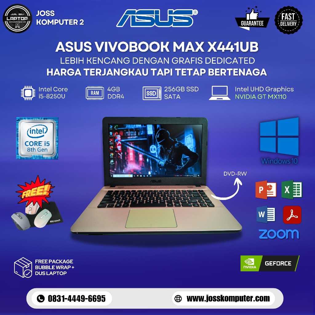Laptop GAMING ASUS X441UB Intel Core i5-8250U / RAM 4GB / SSD 256GB / NVIDIA GT MX110 / 14" / DVDRW