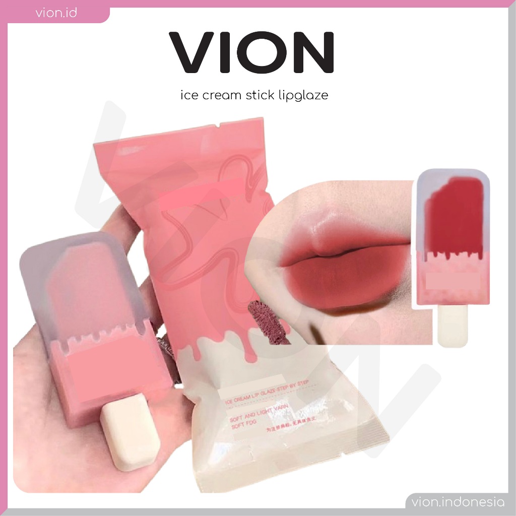 VION Lipstik Es Krim Velvet Matte Uslike Lipstik Ice Cream MINIPINK Mood Long Lasting KM021
